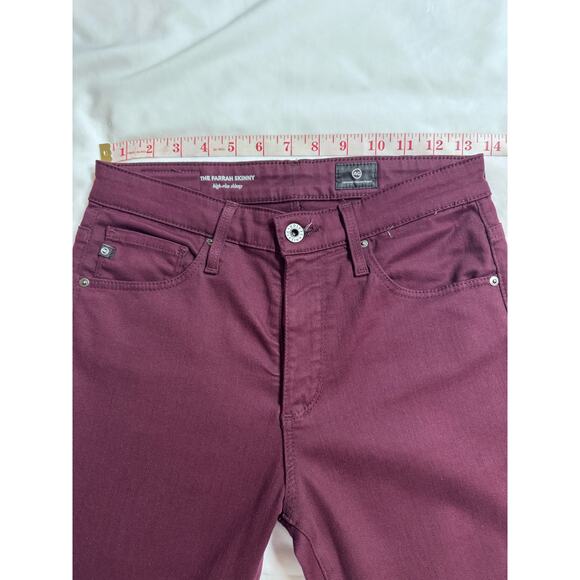 Adriano Goldschmied AG Farrah High-Rise Skinny Jeans Maroon Women’s Size 26 - Picture 7 of 9